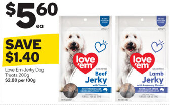 Woolworths Love Em Jerky Dog Treats 200g offer