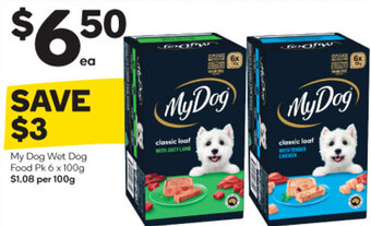 Woolworths My Dog Wet Dog Food Pk 6 x 100g` offer