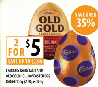 Supabarn Cadbury Dairy Milk and Old Gold Hallow Easter Egg 100g offer