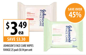 Supabarn Johnson's Face Care Wipes offer
