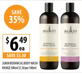 Supabarn Sukin Botanical Body Wash 100ml offer