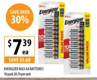 Supabarn Energizer Max AA Batteries offer