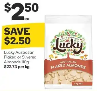 Woolworths Lucky Australian Flaked or Slivered Almonds 110g offer