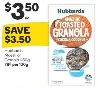 Woolworths Hubbards Muesli or Granola 450g offer