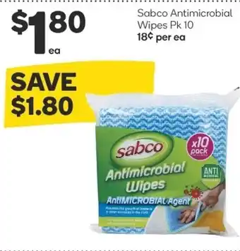 Woolworths Sabco Antimicrobial Wipe Pk 10 offer
