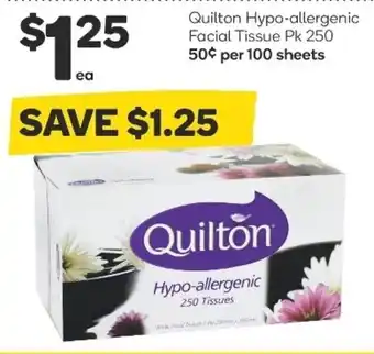 Woolworths Quilton Hypo-allergenic Facial Tissue Pk 250 offer