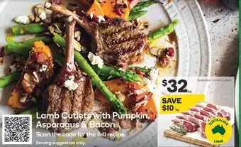 Woolworths Lamb Cutlets with Pumpkin, Asparagus & Bacon offer