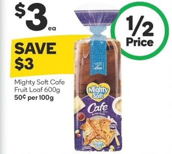 Woolworths Mighty Soft Cafe Fruit Loaf 600g offer