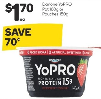 Woolworths Danone YoPro Pot 160g or Pouches 150g offer