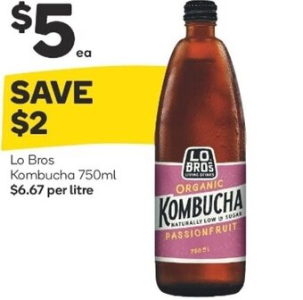 Woolworths Lo Bros Kombucha 750ml offer