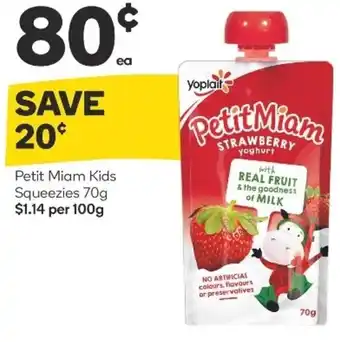 Woolworths Petit Miam Kids Squeezies 70g offer