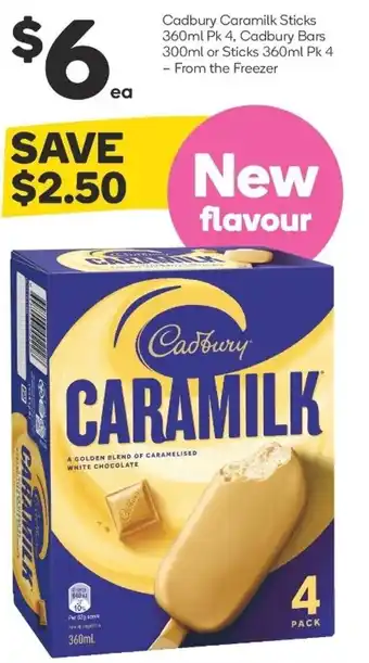 Woolworths Cadbury Caramilk Sticks 360ml Pk 4, Cadbury Bars 300ml or Sticks 360ml Pk 4 offer