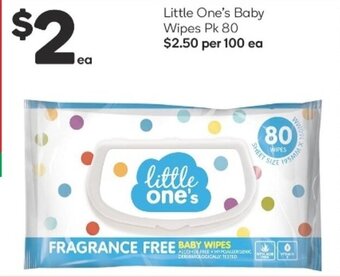 Woolworths Little One's Baby Wipes Pk 80 offer