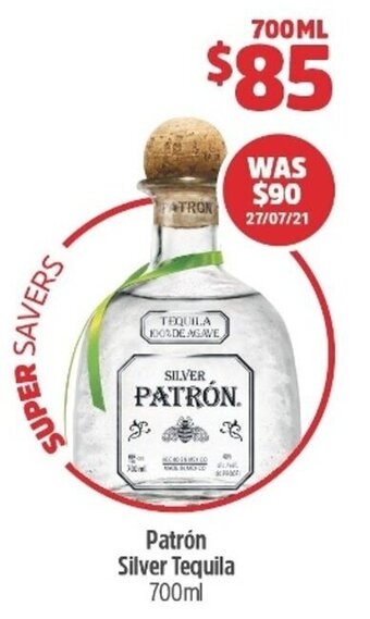 Woolworths Patrón Silver Tequila 700ml offer