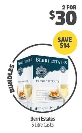 Woolworths Berri Estates 5 Litre Casks offer