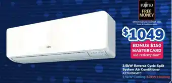 Bi-Rite Fujitsu 2.5kW Reverse Cycle Split System Air Conditioner offer