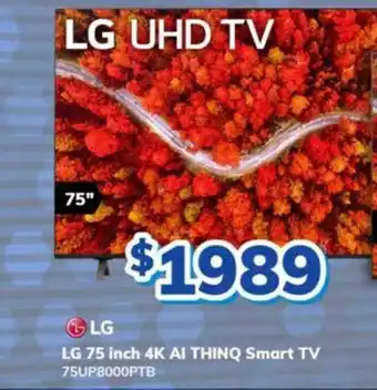 LG 75 Inch 4K AI THINQ Smart TV
