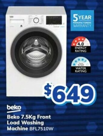 Bi-Rite Beko 7.5kg Front Load Washing Machine offer