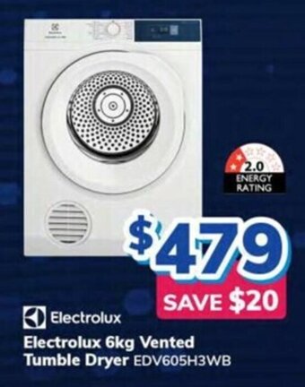 Bi-Rite Electrolux 6kg Vented Tumble Dryer offer