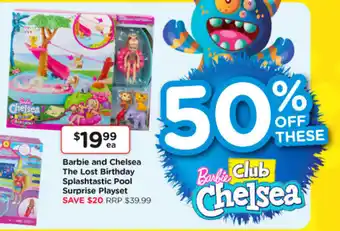 Toyworld Barbie and Chelsea The Lost Birthday Splashtastic Pool Surprise Playset offer