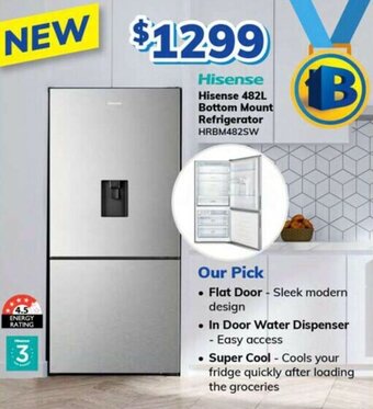 Bi-Rite Hisense 482L Bottom Mount Refrigerator offer