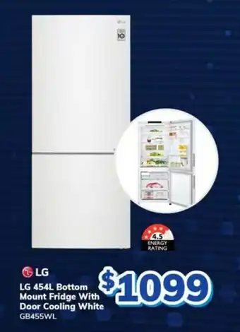 LG 454L Bottom Mount Fridge with Door Cooling White