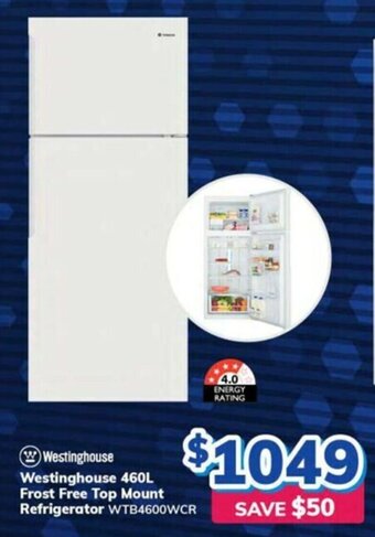Westinghouse 460L Frost Free Top Mount Refrigerator