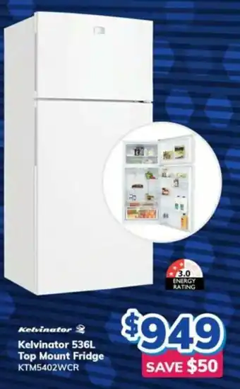 Bi-Rite Kelvinator 536L Top Mount Fridge offer