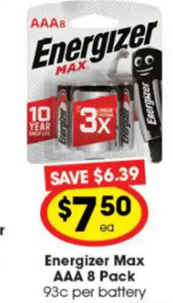 Ritchies Energizer Max AAA 8 Pack offer