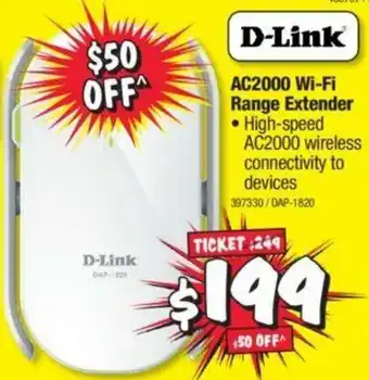 JB Hi-Fi D-Link AC2000 Wi-Fi Range Extender offer