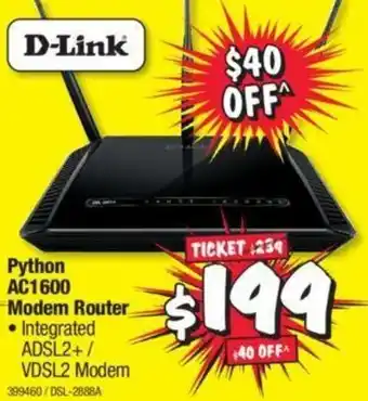 JB Hi-Fi D-Link Python AC1600 Modem Router offer
