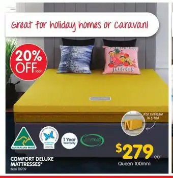 Clark Rubber Comfort Deluxe Mattresses 10709 Queen 100mm offer