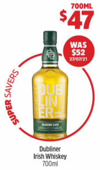 Woolworths Dubliner Irish Whiskey 700ml offer