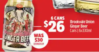 Woolworths Brookvale Ginger Beer Cans 6x330ml offer
