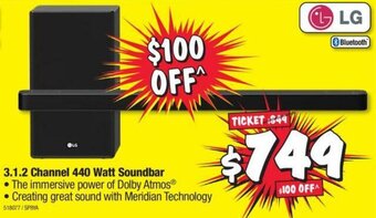 JB Hi-Fi LG 3.1.2 Channel 440 Watt Soundbar offer