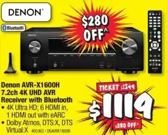 Denon AVR-XI600H 7.2ch 4K UHD AVR Receiver with Bluetooth