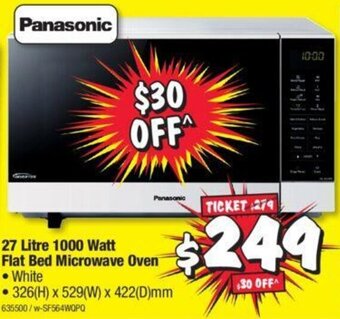 Panasonic 27 Litre 1000 Watt Flat Bed Microwave Oven