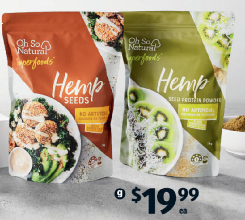 Hemp Seeds or Powder 1kg offer at ALDI