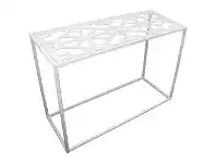 LivingStyles Ada Glass Topped Metal Console Table, 110cm offer
