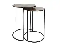 LivingStyles Scott 2 Piece Metal Round Nesting Side Table Set, Antique Gold offer
