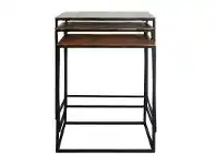 LivingStyles Scott 3 Piece Metal Rectangular Nesting Side Table Set, Antique Gold offer