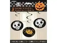 Hanging Decorations - Swirls, Spider & Skulls 3 pk