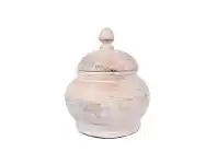 LivingStyles Blanco Mango Wood Canister, Small, White Wash offer