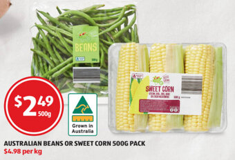 ALDI Australian Beans or Sweet Corn 500g Pack offer