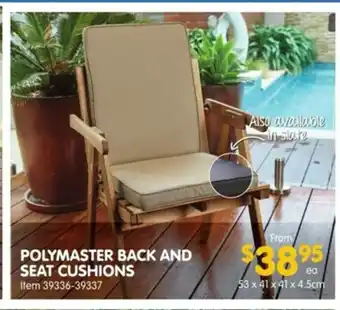 Polymaster Back and Seat Cushions 53x41x41x4.5cm