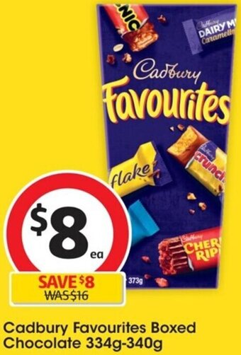 Coles Cadbury Favourites Boxed Chocolate 334g-340g offer
