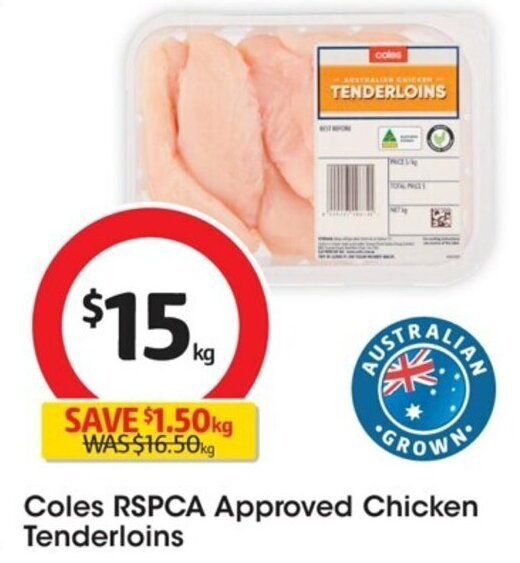 Coles RSPCA Approved Chicken Tenderloins offer at Coles