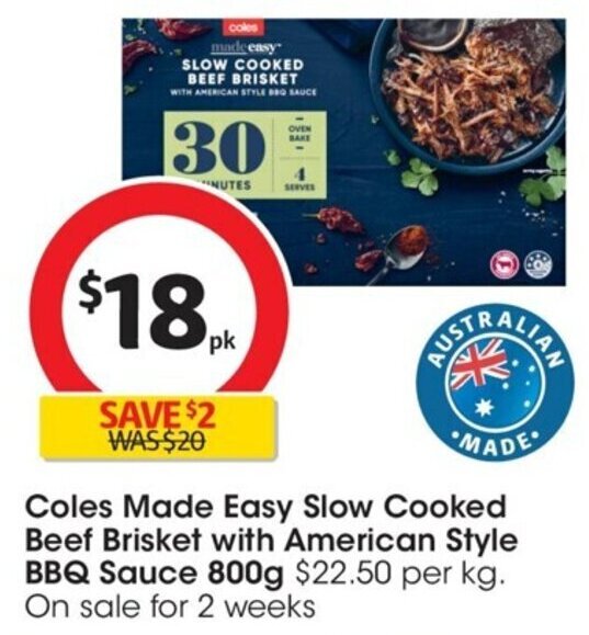 Coles Made Easy Slow Cooked Beef Brisket with American Style BBQ Sauce