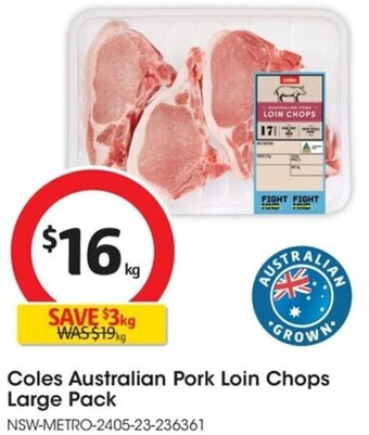 Coles Coles Australian Pork Loin Chops Large Pack offer