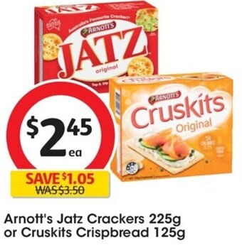 Coles Arnott's Jatz Crackers 225g or Cruskits Crispbread 125g offer